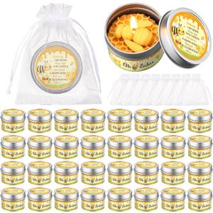 24 x MTLEE 24 Sets Bee Baby Shower Party Favors Candles Bee Themed Tealight Candles Bulk Lavender Scented Honeycomb Design Gift for Guest Gender Reveal Party Decorations Baby Shower Return Gifts