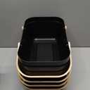 Sadnyy 4 Pcs Plastic Mesh Garden Harvest Basket Storage Basket with Wooden Handle Multi Functional Mesh Bin for Kitchen Cabinet Picnic Fruit Vegetable Gathering Organizer(Large,Black)