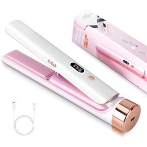 Cordless Hair Straightener Portable Travel Rechargeable Flat Iron, Fast Heating, Adjustable Temperature for Professional Straightening & Curling, Portable and Travel-Friendly (White)