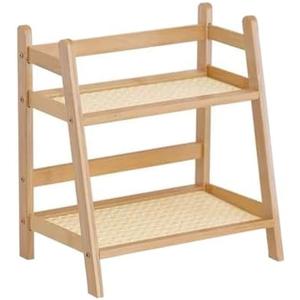 Heoclao Bamboo Double Layer Rack, Double Countertop Hutch Bookshelf, Stand Utility Storage Shelf, Shelf Flower Pot, Seasoning Storage Rack
