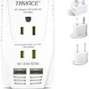 Upgraded 2000W 220V to 110V Voltage Converter Step Down Voltage for Hair Dryer,Straightener,Curling Iron,Cell Phone Power Converter with 2-Port USB and UK/AU/US/EU 10A Plug Adapter, White
