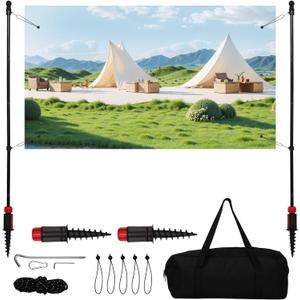 Outdoor Banner Stand 6.5 ft,Portable Adjustable-Length Banner Holder Set with Spherical Elastic Rope Backdrop Frame, Retractable Banner Stand for Wedding, Birthday Party, Commercial Advertisement