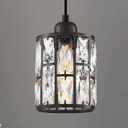 2 Pack 1 Light Modern 5.3" Crystal Hanging Kitchen Island Ceiling Pendant Light Fixture,Oil Rubbed Bronze Finish for Bar, Dining Room,Over