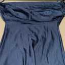 Summer Satin Spaghetti Strap Cowl Neck Backless Midi Dresses for Women Elegant Tie Low Back Ruched Cocktail Dress (X-Small, Navy)