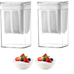 2Packs Yogurt Strainer[1.16QT*2/0.29GAL*2] Total & [0.55QT*2/0.1375GAL*2] Filter, Greek Yogurt Strainer Yogurt Press, BPA-Free PP Strainer for Whey Separation & Greek Yogurt Maker(Total1.16QT*2)