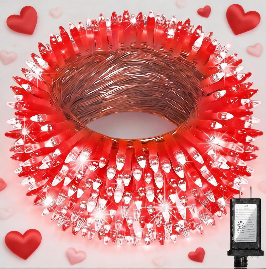 XIKENGSHQ 1500LED Valentine Lights Outdoor Use, 470ft 12 Modes Red Valentines Day Decorations with Timer Dimmable, Waterproof Christmas Lights for Xmas Patio Yard Fence Balcony Garden Party