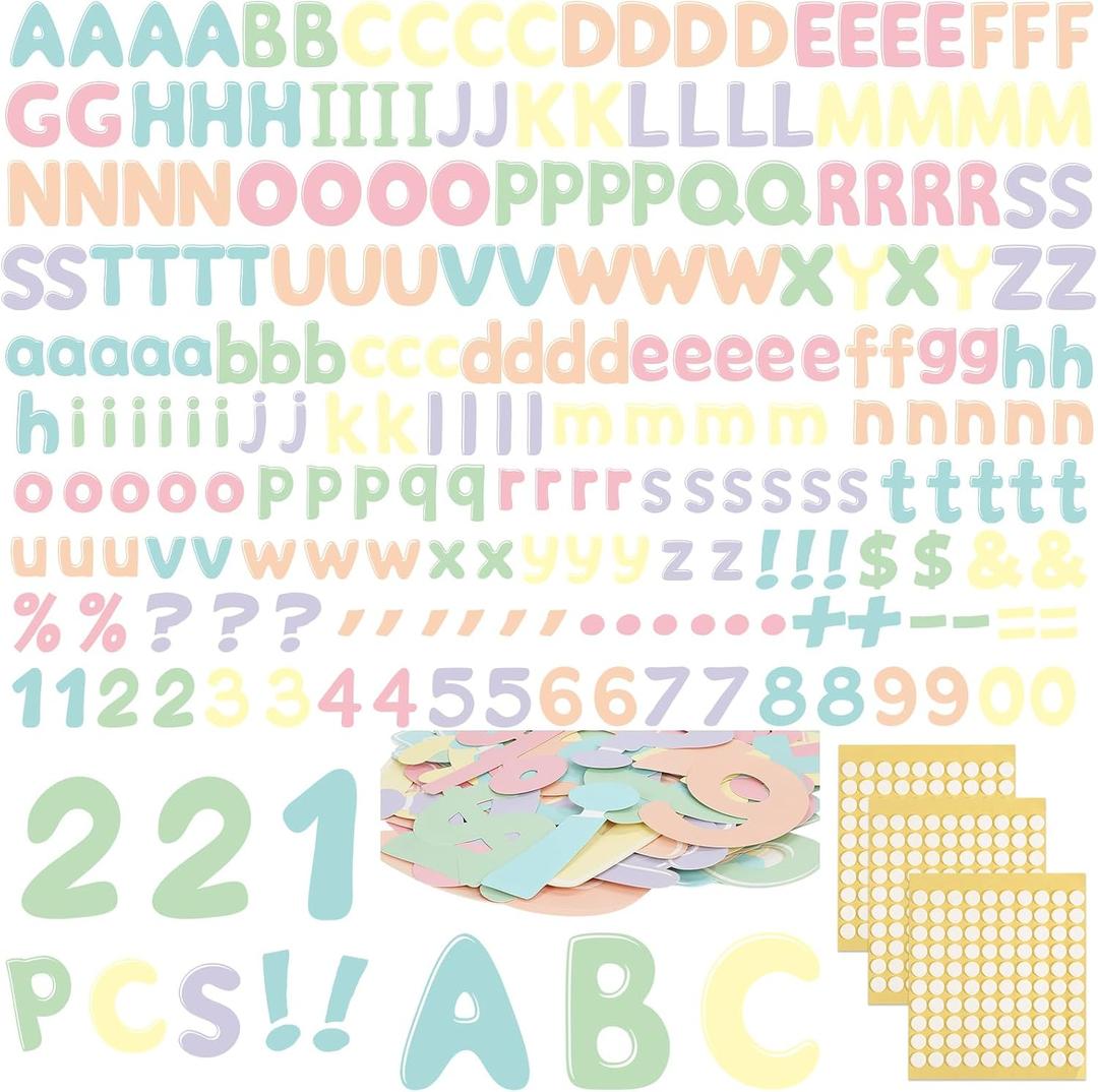 221 Pcs Large 6" Pastel Bulletin Board Letters, Round Alphabet Number Punctuation Symbol Combo Letter Cutout, Pastel Classroom Decor for Back to School Chalkboard Poster Bulletin Board Wall