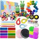 29 Pack Fidget Sensory Toys for Kids Adults with Autism ADHD, Stress Relief Anxiety Items Set Includes Slug Toy, Pop Spinner, Squishy Cube for Classroom Travel Quiet Fidgets Gifts