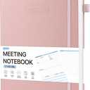 WEMATE Meeting Notebook for Work, Work Planner Notebook With Action Items, B5 Size Project Planner, Easily Take Meeting Notes & Keep Agendas on Track, Calender, Index Page, Inner Pocket, 710 Inch, Pink