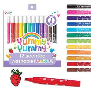 Ooly Yummy Yummy Scented Washable Markers Set of 12 - Scented Markers in 12 Classic Colors, Marker Set Great for Art Supplies, Drawing and Stationery Sets