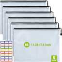 Mesh Zipper Pouch, 6PCS Waterproof Plastic Mesh ZipperBag, B5 Size Tear-Resistant Document Pouch, Extra Large Zip File Bags, for School Office Supplies Home Travel Storage(11.26×7.9 Inch)