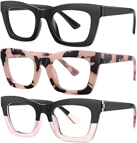 Okany Blue Light Blocking Glasses for Women Men Fashion Computer Screen Gaming TV Phones Anti Eyestrain & UV Glare Glasses 3 Pack