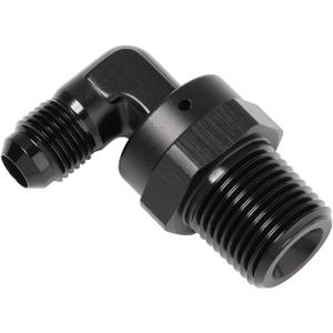 6AN Male Flare to 1/2 NPT Pipe Swivel 90 Degree Fitting Adapter Connector Aluminum Black