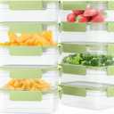 10-Pack Food Storage Containers with Airtight Leakproof Lids, BPA-Free Meal Prep Containers for Microwave/Dishwasher/Freezer, Green, 28.7oz Each