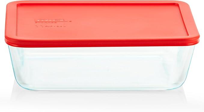 Simply Store Glass Food Storage Container, Snug Fit Non-Toxic Plastic BPA-Free Lids, Freezer Dishwasher Microwave Safe, 11 Cup