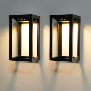 APONUO Solar Wall Lights Outdoor, Motion Sensor Dusk to Dawn Solar Porch Lights Waterproof Outdoor Wall Lantern Anti-Rust Lights for House,Garage, Front, Porch (2 Packs)