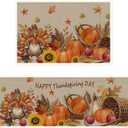 2Pcs Chicken Mat for Kitchen Floor,Thanksgiving Kitchen Rugs,Rooster Rugs for Kitchen,Fall Farmhouse Kitchen Rugs for Autumn Indoor Outdoor Entryway Bathroom Decor,15.74"x23.62"and 15.74"x47.24"