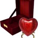 Small Heart Keepsake Cremation Urn for Human Ashes - Mini Urns for Mom & Dad with Velvet Case Memorial, Funeral Urn for Adult with Brass Stand Urns for your Loved One (Red Heart)