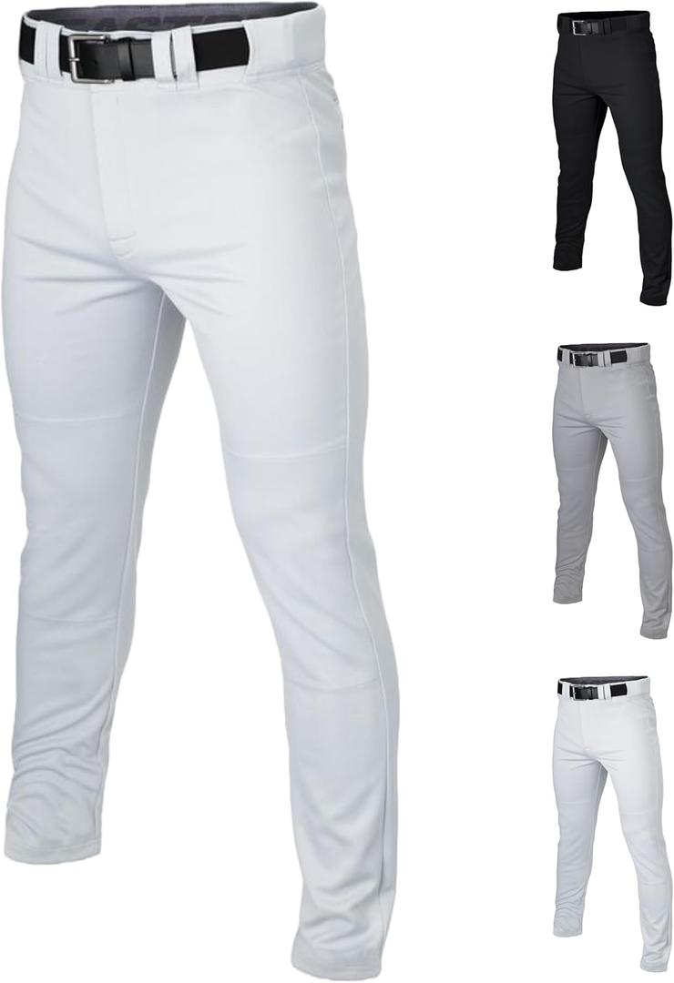 Easton | Men's Rival+ Baseball Pants | Full Length Semi Relaxed Fit | Adult Sizes | Solid | Multiple Colors (Large, White)