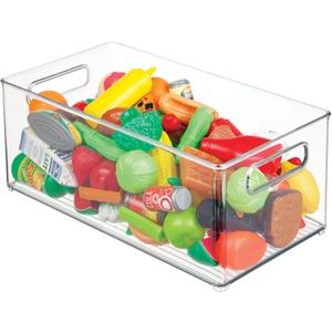 iDesign Kitchen Binz BPA-Free Plastic Deep Stackable Organizer with Handles - 8" x 6" x 14.5", Clear