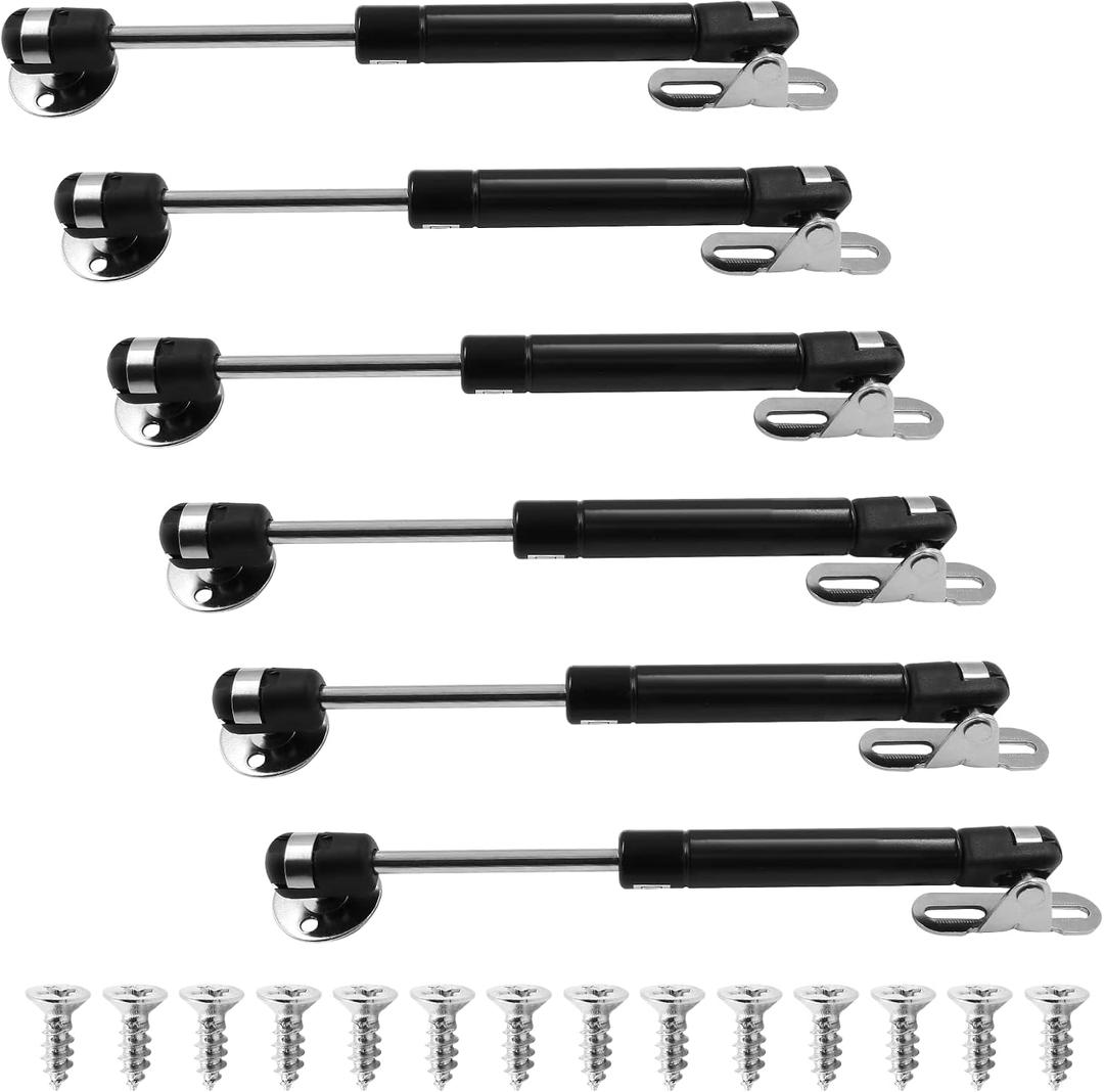 BokWin 6 Pcs 100N/22.5lb Black Gas Strut Lift Support,8 Inch Steel Gas Support Shocks,Gas Lid Supports Gas Shock for Door Tool Box Cabinet Cupboard
