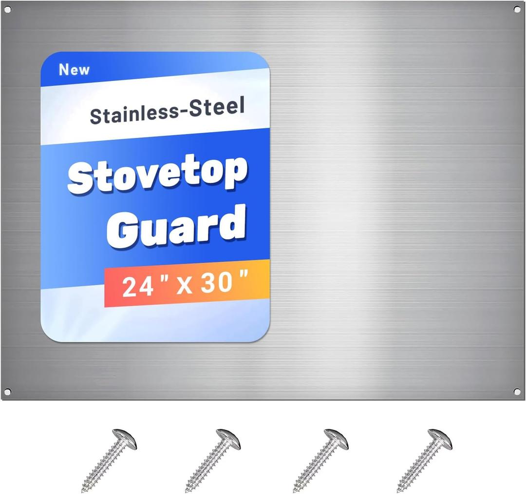 Stainless Steel Backsplash for Stove 24"x30" Stove Backsplash Protector for Wall Metal Range Splash for Kitchen Wall with Screw Included0.0276" Thick) (24"x30"-1 pc, 0.7mm Thick)