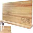 XYJ Authentic Since 1986 Magnetic Knife Block, Powerful Double-Sided Wooden Magnetic Knife Holder, Cutlery Display, Universal Kitchen Knife Stand Storage Rack Without Knives (15.5*8.7 inch, light wood color)