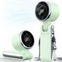 Portable Handheld Turbo Fan - 5 Gear High Speed 4000mAh Rechargeable Mini Personal Hand Fan Blow Cold Air, Battery Operated Travel Essentials, Beach Vacation, Gifts for Women, Men (Green)