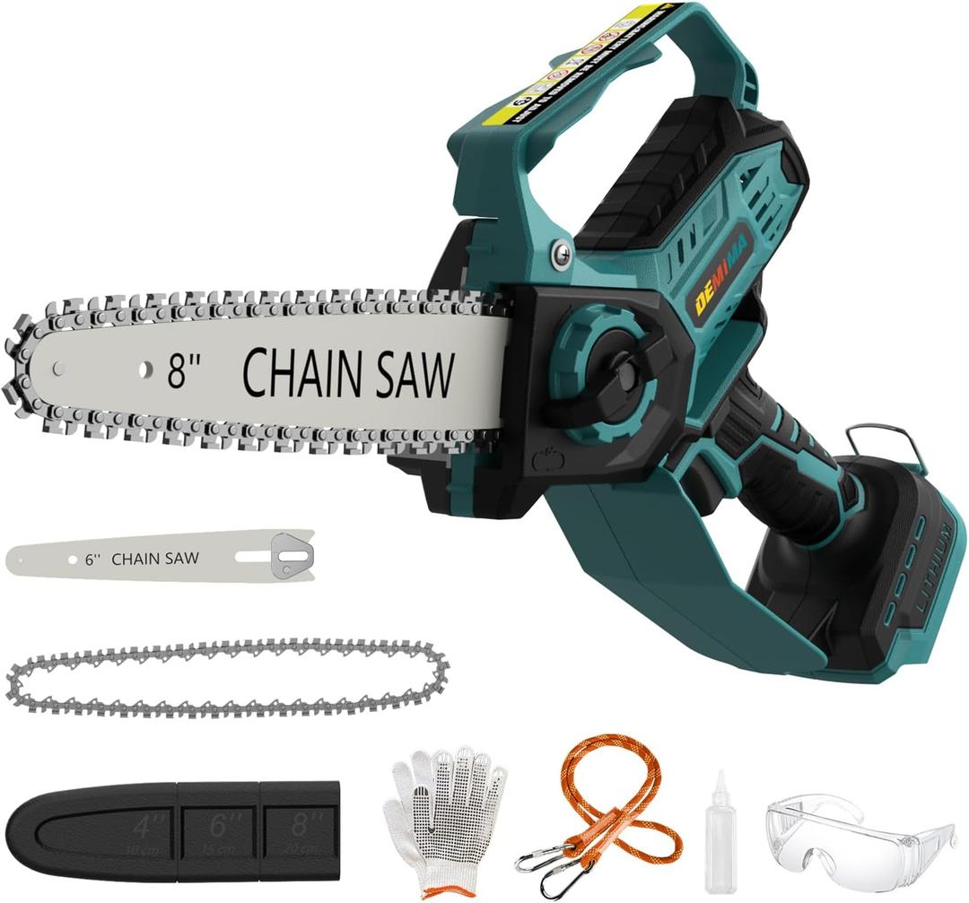 Mini Chainsaw for Makita Battery, 8-Inch and 6-Inch 2-IN-1 Cordless Electric Chain saw with Brushless Motor and Auto-Oiler, 800W Hand Mini Chainsaw for Tree Pruning Wood Cutting(No Battery)