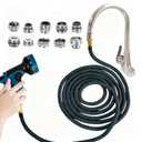 Ecoaterui Indoor Sink Hose Attachment for Faucet - (75FT) Faucet Hose with 10 Adapters for Kitchen Sink Bathroom Sink Faucet, Watering Houseplants, Washing Pets, Household Cleaning, Car Washing
