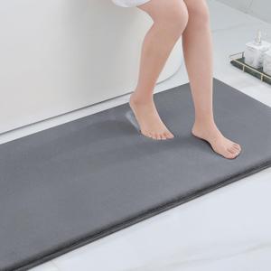 Smiry Memory Foam Bath Mat 47x24, Extra Soft and Absorbent Bathroom Mats, Non Slip Washable Carpet for Floor, Shower and Tub, Dark Grey