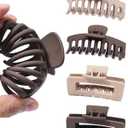 Mesovor 4 Pack Silicone Flexible Hair Claw Clips, Nonslip Large Bendable Claw Clip | Soft Hair Grip Hairclips for Thin and Thick (Matte Coffee, Matte Light Khaki)