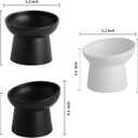4 Pcs Small Ceramic Raised Cat Bowls, Tilted Elevated Food or Water Bowls, Stress Free, Backflow Prevention, Dishwasher and Microwave Safe, Lead & Cadmium Free(2pc Black + 2pc White)
