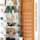 LOFT + IVY 7 Tier Rotating Shoe Rack Tower  360 Spinning Storage Organizer, Modern Round Shoe Carousel for Closet, Entryway, Bedroom  Space Saving Rotating Lazy Susan Storage Tower (White)