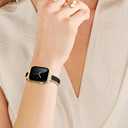 Newlibery Gold Slim Watch Bands for Women Compatible with Apple Watch 38mm 40mm 41mm 42mm (S10/11) Jewelry Dressy Bracelet Metal Strap Adjustable for iWatch Series 11/10/9/8/7/6/5/4/SE 3/2/1