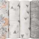 GLLQUEN BABY Receiving Blanket Boy Cotton Muslin Swaddle Blankets Girl Newborn Squares Breathable & Soft Thin Baby Blankets Cloths Double Absorbent Infant Swaddling Wrap - 6 Pack(Jungle)