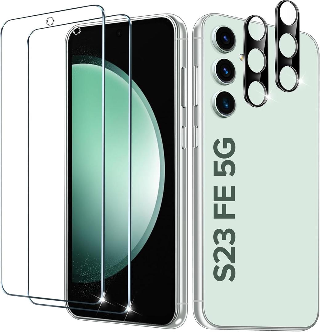 iVoler 2 Pack Tempered Glass for Samsung Galaxy S23 FE 5G 6.4'' Screen Protector with Camera Lens Protector, Anti-Scratch Case Friendly Clear HD Film