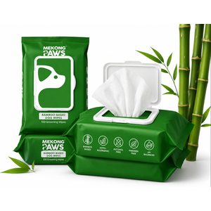 MEKONG PAWS Bamboo -Based Dog Wipes 100 Grooming wipes 3 Pack
