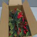 Grunyia 8PCS Artificial Flowers Bouquet Christmas Floral Pine Cones Red Fake Berry Picks Stems Holly Holiday Floral Picks for Xmas Tree Party Decoration DIY Indoor Table Centerpieces