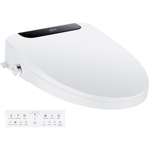 Bidet Toilet Seat, Elongated, Electric, Warm Water, Air Dryer, Heated Seat and Slow Close Lid, Front and Rear Wash, Night light, Wireless Remote, 102 (Elongated)