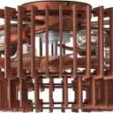 20" Wood Caged Ceiling Fans with Lights, Flush Mount Farmhouse Rustic Ceiling Fan with Light Remote Control, Low Profile with 6 Speeds for Bedroom,Nursery,Living Room, Brown