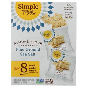 SIMPLE MILLS Fine Ground Sea Salt Crackers Snack Pack 8ct, 0.8 OZ (BB: 10/04/2025)