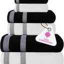 CASA COPENHAGEN Solitaire Mix 2 Pieces Towel Set- White + Jet Black