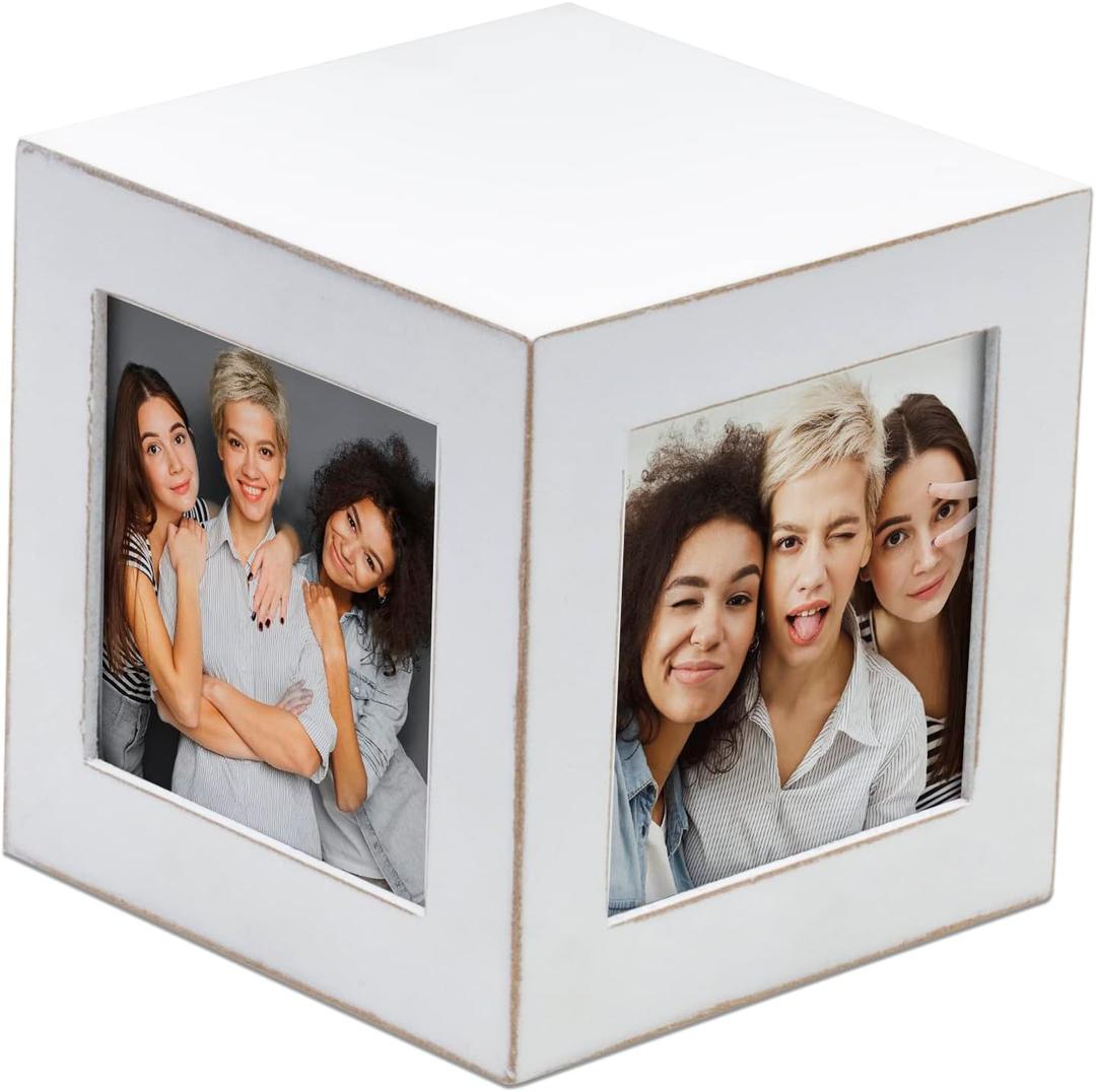 FINE PHOTO GIFTS White Wood Photo Cube