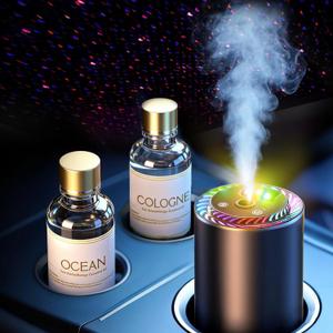 Smart Car Air Freshener with Star Light & 100ml Diffusers Oil Refills, Auto On/Off Aroma Diffuser, 3 Adjustable Mist Modes Rechargeable Aromatizante para Carro - Car DiffuserCologne+Ocean