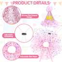 SCENEREAL Dog Birthday Bandana with Hat and Dress Girl Set, Puppy Birthday Party Supplies, Cute Pink Tutu Skirt Outfit for Small Medium Large Dogs