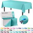 Exquisite Light Blue Plastic 54x300 inches Tablecloth Roll with Built-in Cutter, 300 Feet, Rectangular, All-Season, 1 Count