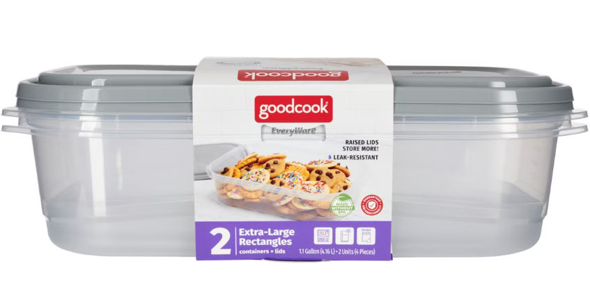 Goodcook Everyware Rectangle 1 Gallon Food Storage Container 2 PK