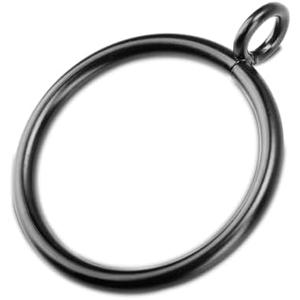 12 PCS Curtain Rings with Eyelet for Window Treatment, 2.0-inch Inner Diameter Drapery Rings for up to 1 3/4 inch Curtain Rod (Black)