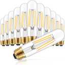 GGOYING Dimmable E26 LED Bulb 60W Equivalent, 600LM Warm White 2700K E26 Edison Bulbs, 6W Tubular T10 LED Bulb for Rustic Pendant, Chandelier, Wall Sconce, 12 Pack (5 Inch)